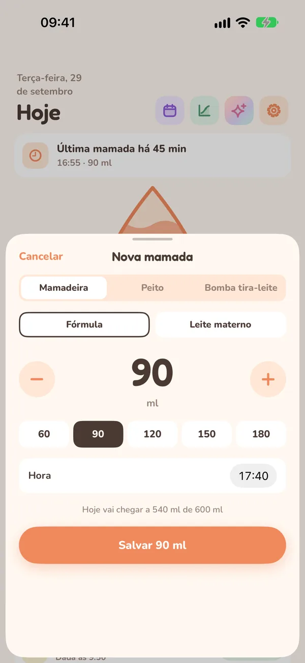 Anotando uma mamadeira