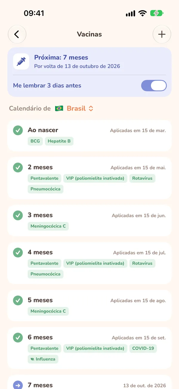 Calendário de vacinas